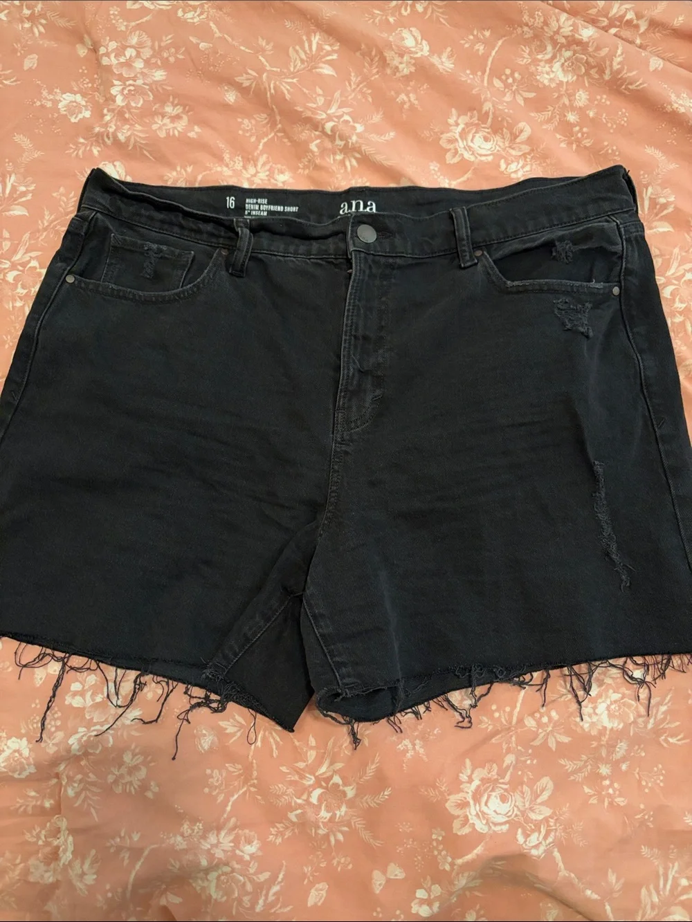 a.n.a Black Distressed Denim Shorts